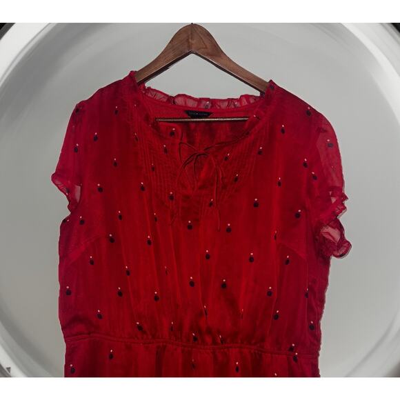 Tommy Hilfiger Women's Red Polka Dots Dress Size XL Elastic Waist - Picture 1 of 8